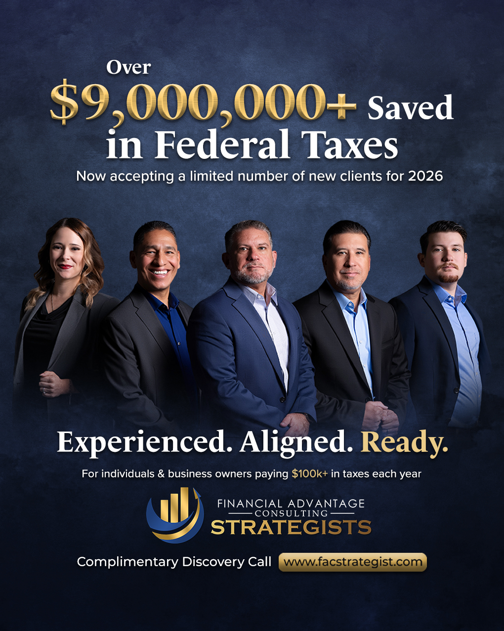 Financial Advantage Consulting Strategists team with tax savings message